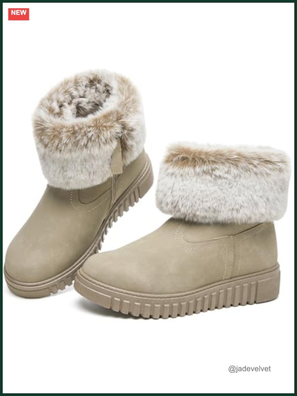 Fuzzy Faux Fur Lined Water-Resistant PU Winter Snow Boots Ankle Booties